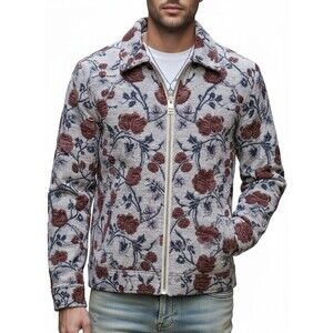 Abercrombie & Fitch Men Tapestry Chenille Jacket Floral Size Small Vintage Inspo